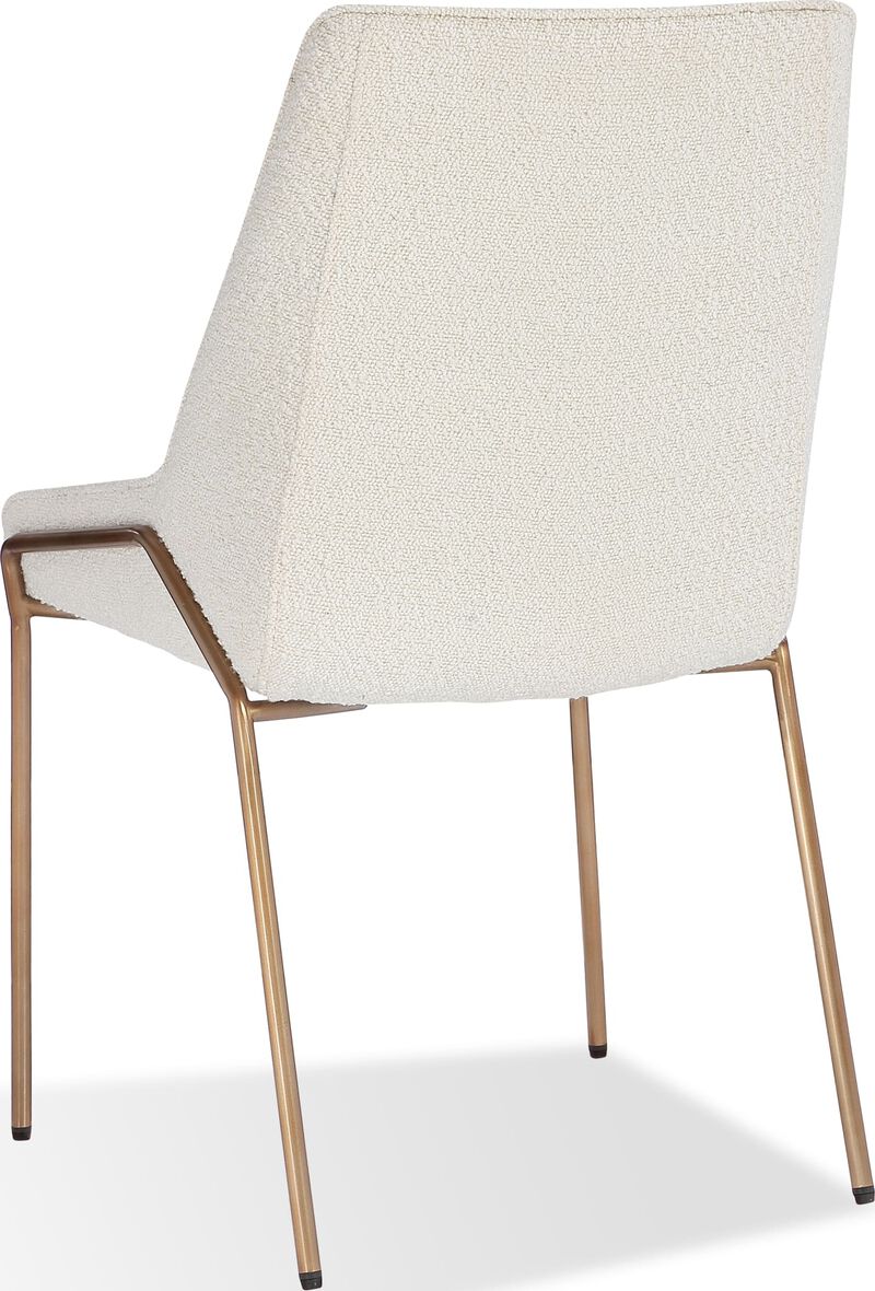 Cyrus Upholstered Dining Chair in Cottage Cheese Boucle and Brushed Bronze Metal - Set of 2