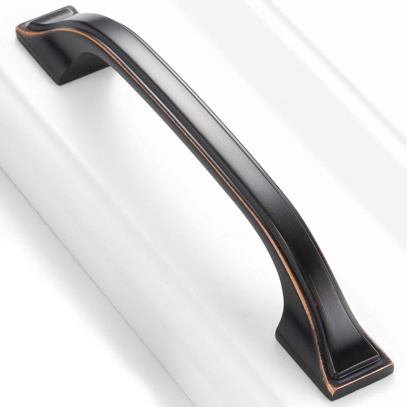 BEROSSA Pack of 30, 3-3/4 Inch Screw Spacing, Oil Rubbed Bronze Footed Arch Pulls, Kitchen Cabinet Handles | Solid Furniture Har
