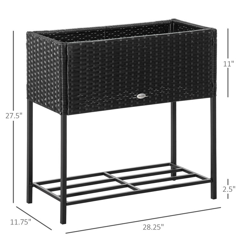 Hivvago Wicker Raised Garden Planter with Rack Shelf image number 2