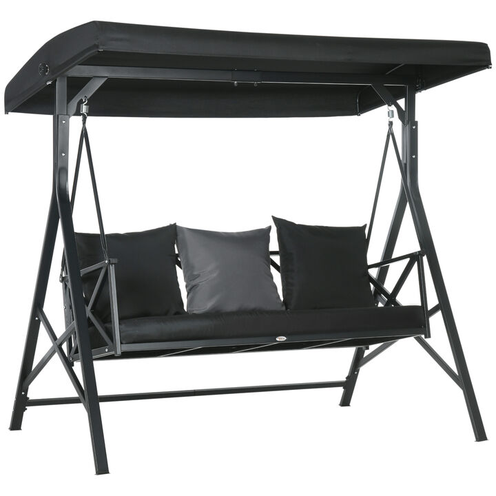 Hivvago 3-Seat Patio Swing with Adjustable Canopy