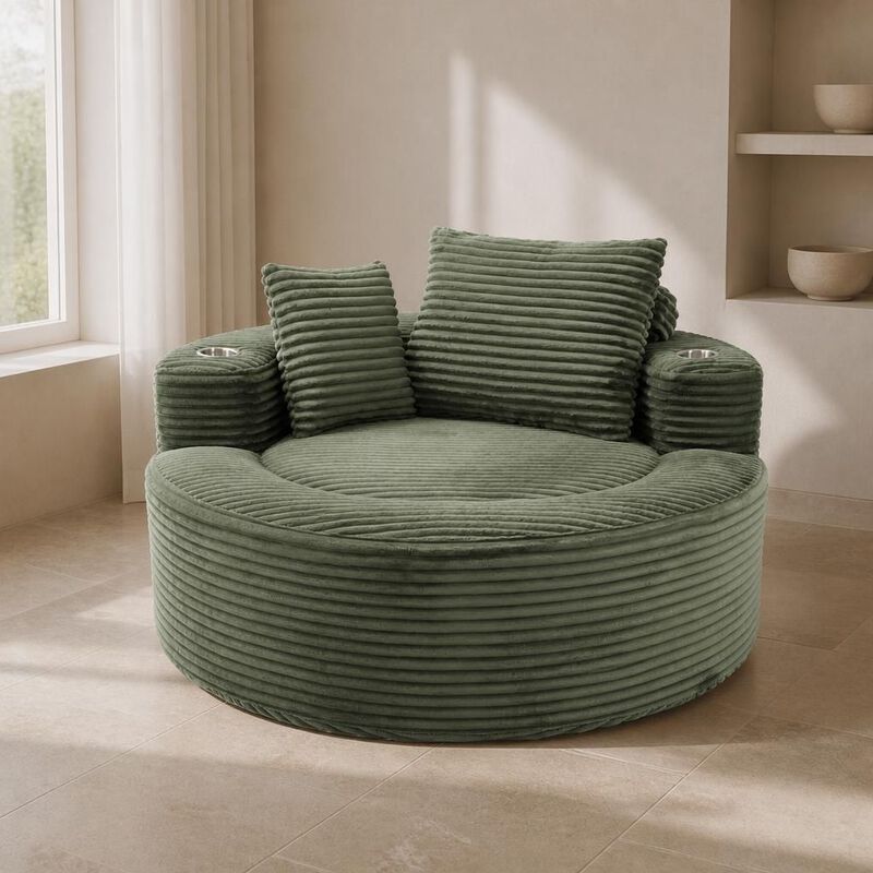 GOODSILO Round Multi-functional Memory Foam Sectional Cloud Sofa Bed Suitable for Small Living Spaces, Apartments and Home Offices image number 2