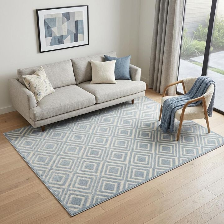 HomeRoots 8' X 10' Blue Geometric Area Rug