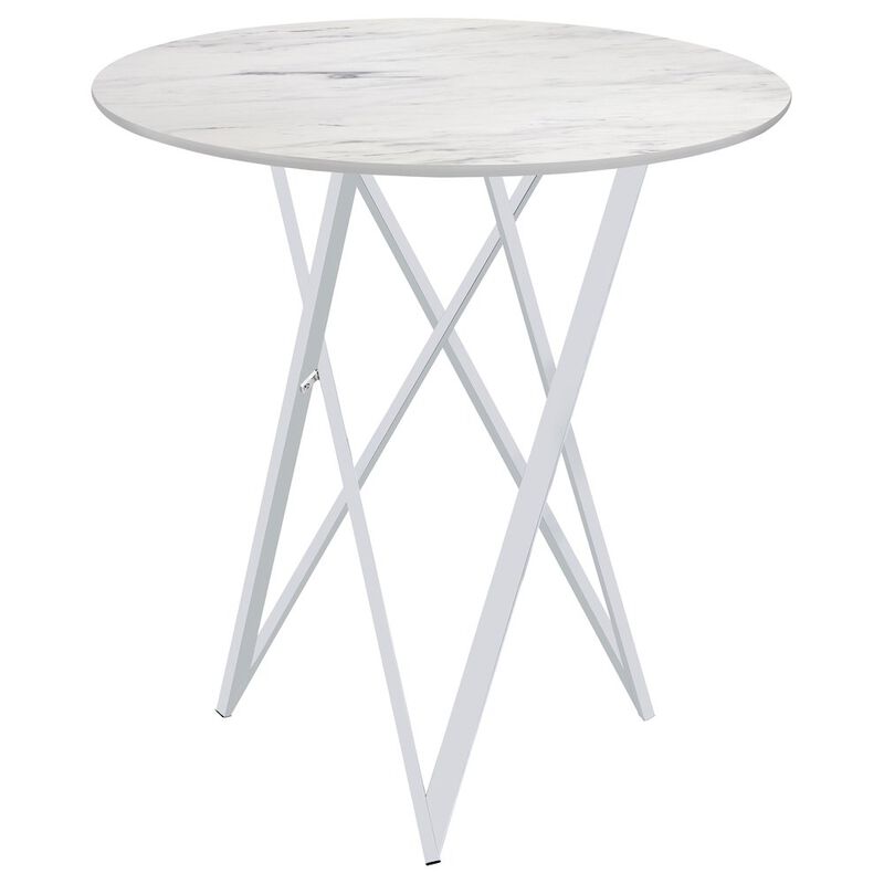 Coaster Co. of America Bexter Round 35-inch Faux Marble Bistro Bar Table Chrome