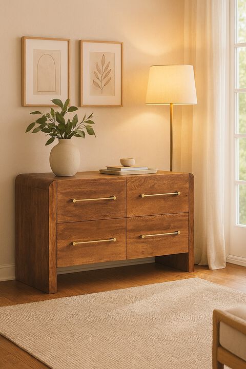 Artisan FurnitureSolid Wood Oakline Four Drawer Chest,Brown,4-Drawers