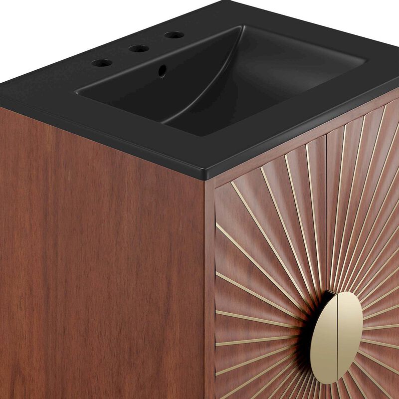Modway Daylight Bathroom Vanity Cabinet with Ceramic Sink Basin, 24 Inch, Black Walnut image number 9