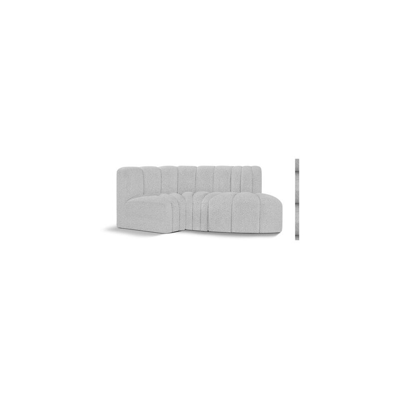 Meridian Furniture Arc Grey Boucle Fabric Modular Sofa