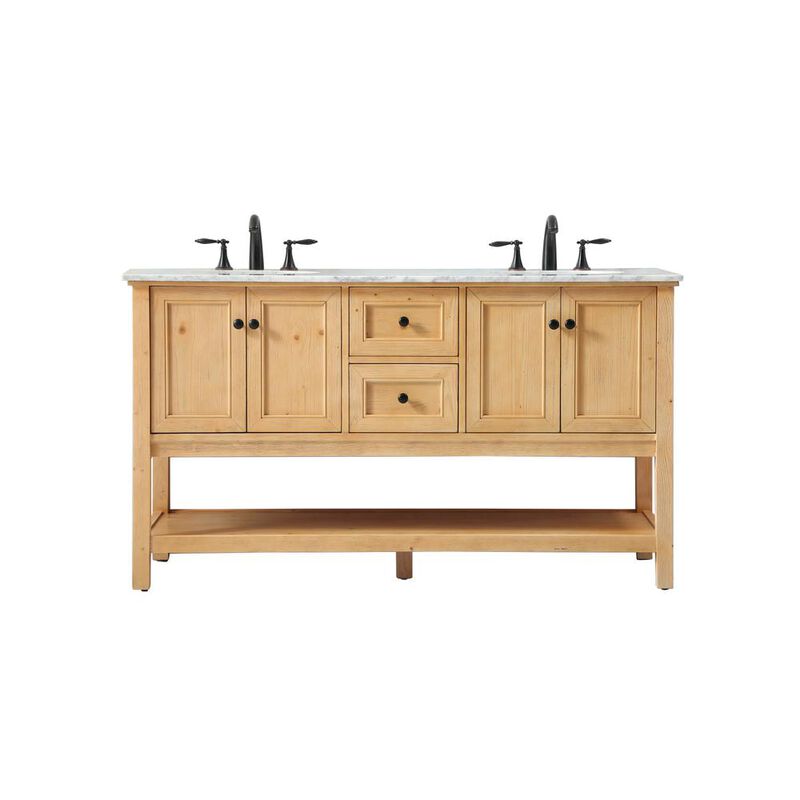 Elegant Kitchen and Bath 60 inch double bathroom vanity in natural wood