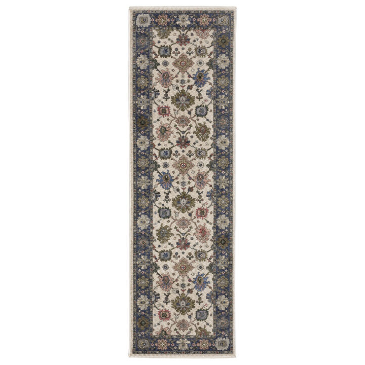 HomeRoots Floral Runner Rug With Fringe