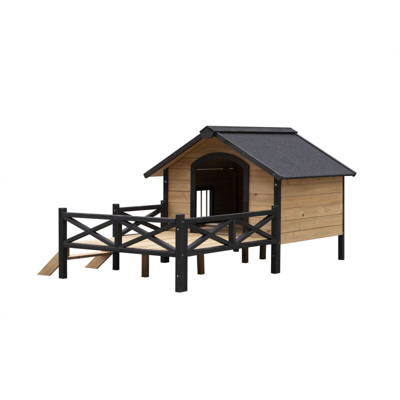 Streamdale Outdoor Large Wooden Cabin House Style Wooden Dog Kennel With Porch