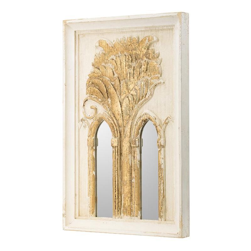 HomeRoots Set of Two 30" White and Gold Wood Framed Accent Mirrors image number 0