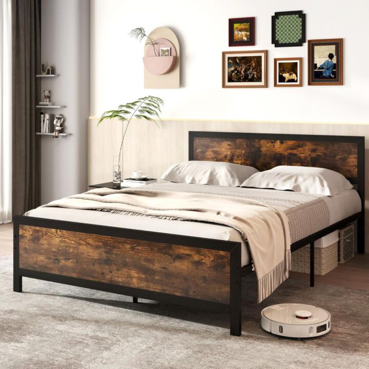 Hivvago Metal Bed Frame with Headboard and Footboard-Queen Size