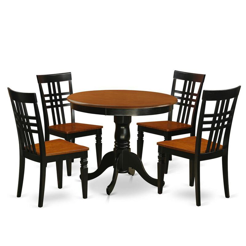 5 Pc Dining room set with a Table and 4 Dining Chairs in Black and Cherry