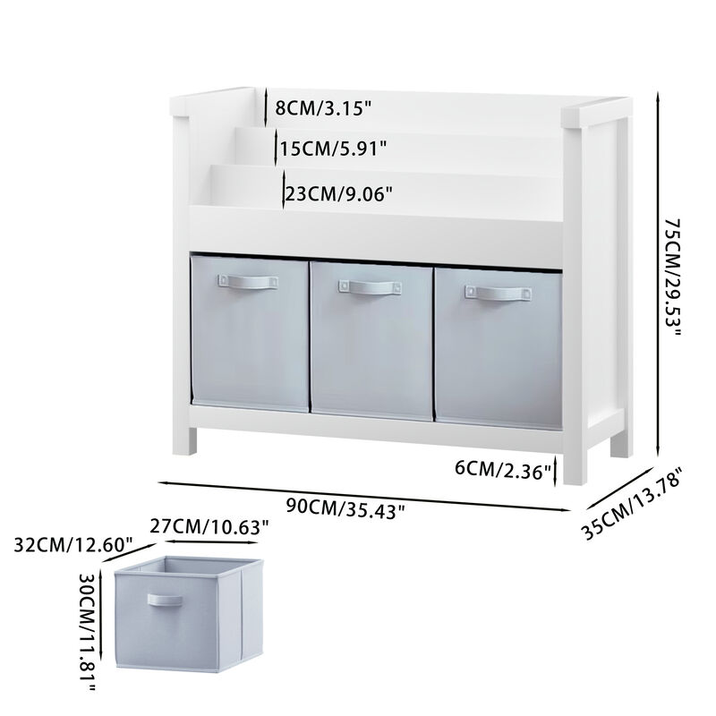 TATEUS Kids Bookcases 3 Tier Front-Facing Storage image number 4