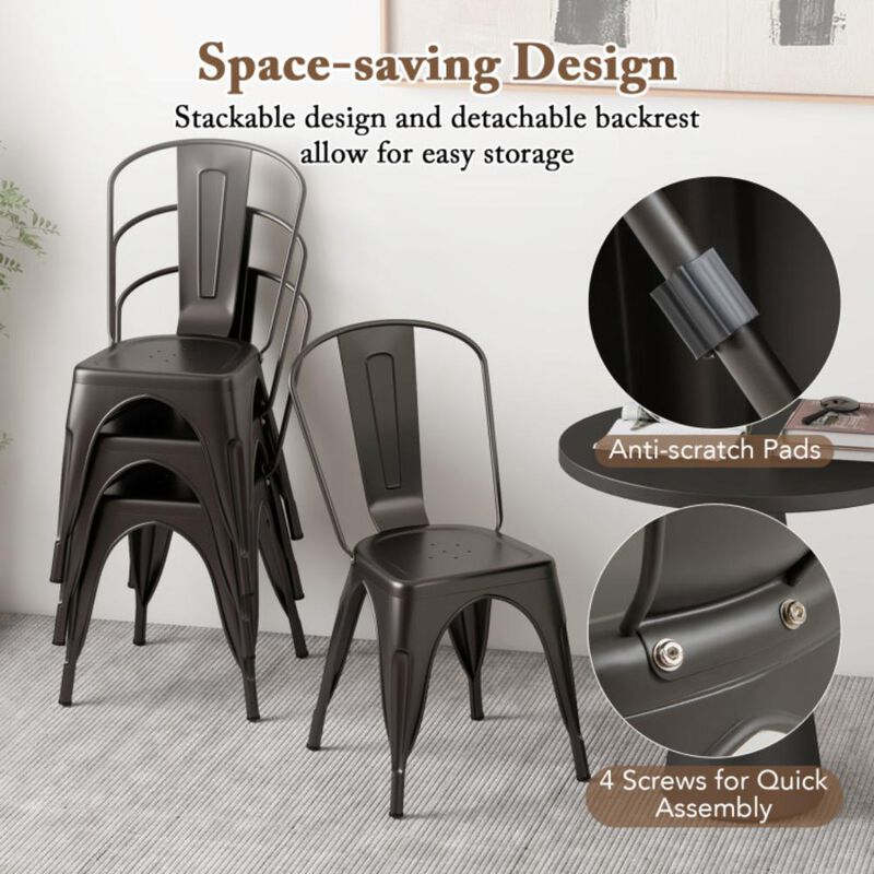 Hivvago Metal Dining Chairs Set of 4 with Removable Backrest for Dining Room Restaurant Living Room