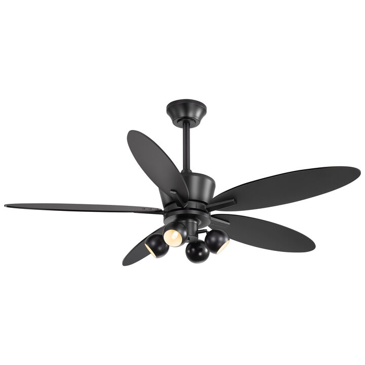 Breezary 52" Ceiling Fan with Lights, 5 Blades, G9 Bulbs Included, Remote Control, 6 Speeds