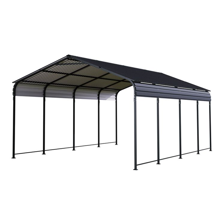 12x20 FT Heavy Duty Metal Carport With Galvanized Steel Roof