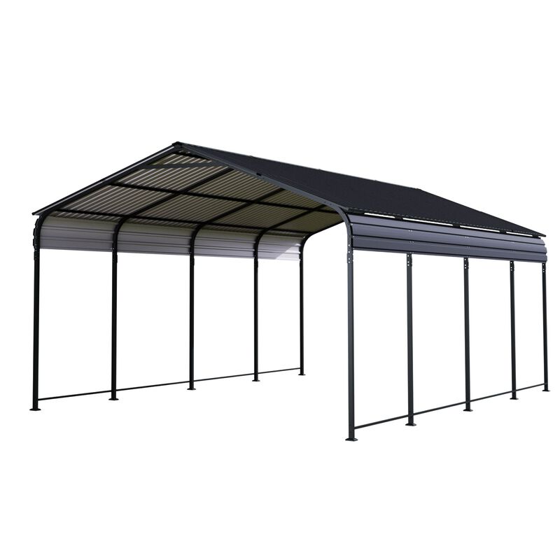 12x20 FT Heavy Duty Metal Carport With Galvanized Steel Roof image number 0