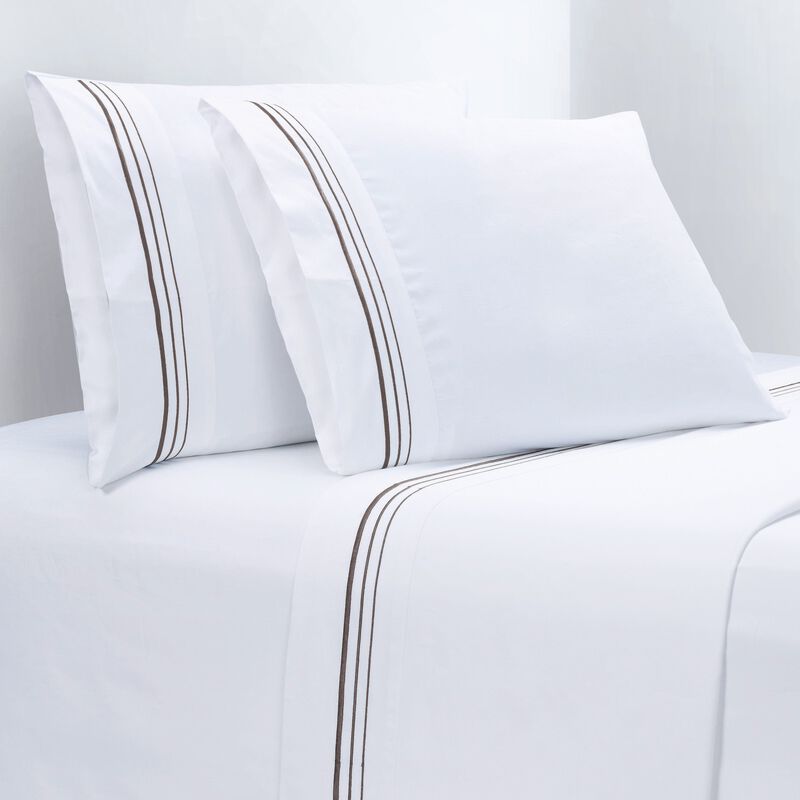 Border Embroidery Gray King Sheet Set image number 0