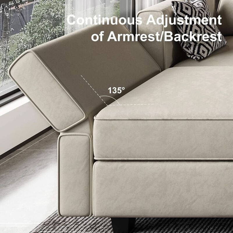 ShipItFurniture Modular U-Shaped Sectional Sofa Grey Velvet with Storage image number 5