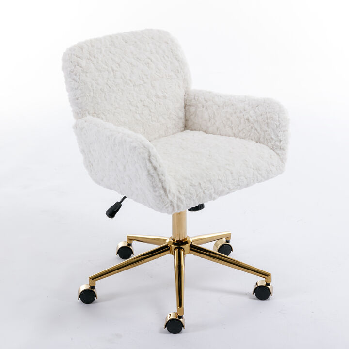 Hivvago Modern Contemporary Height Adjustable Office Swivel Chair with Gold Legs