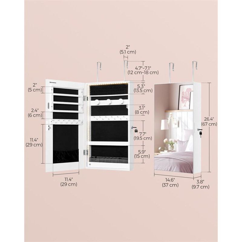 Door Mounted Jewelry Armoire with Full-Length Mirror and Organized Storage image number 3
