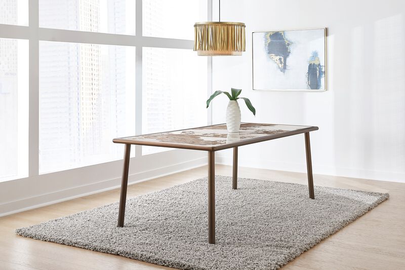 Tulum Stone Top Dining Table with Bronze Metal Base