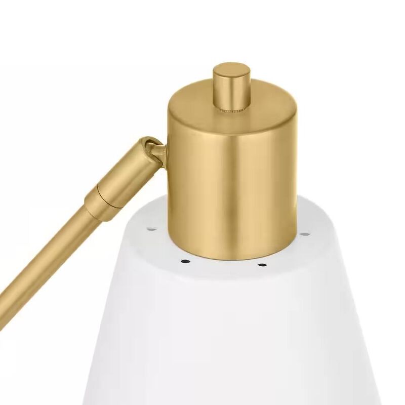 Hivvago Simple Modern Gold Metal Finish Desk Light Table Lamp with White Shade