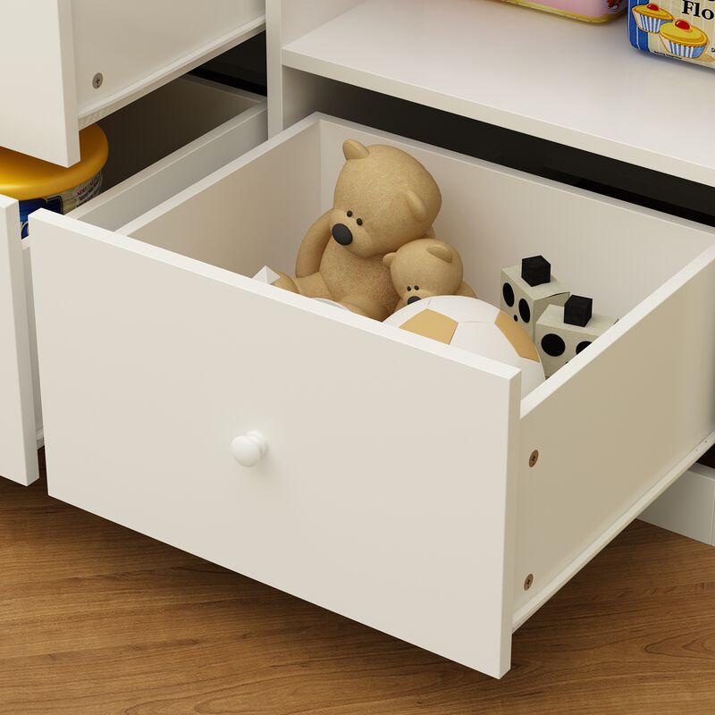 5-Drawers White Wood Chest of Drawers Dresser Vanity Table Storage Cabinet with Shelf 36.1 in. H x 47.2 W x 19.5 D