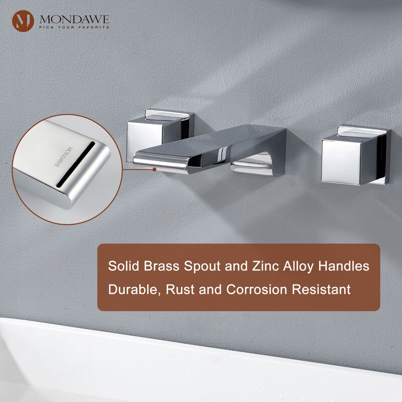 Mondawe Luxury 8 in. Widespread Wall Mounted Bathroom Faucet with Double Handles with Valve (1-Pack)
