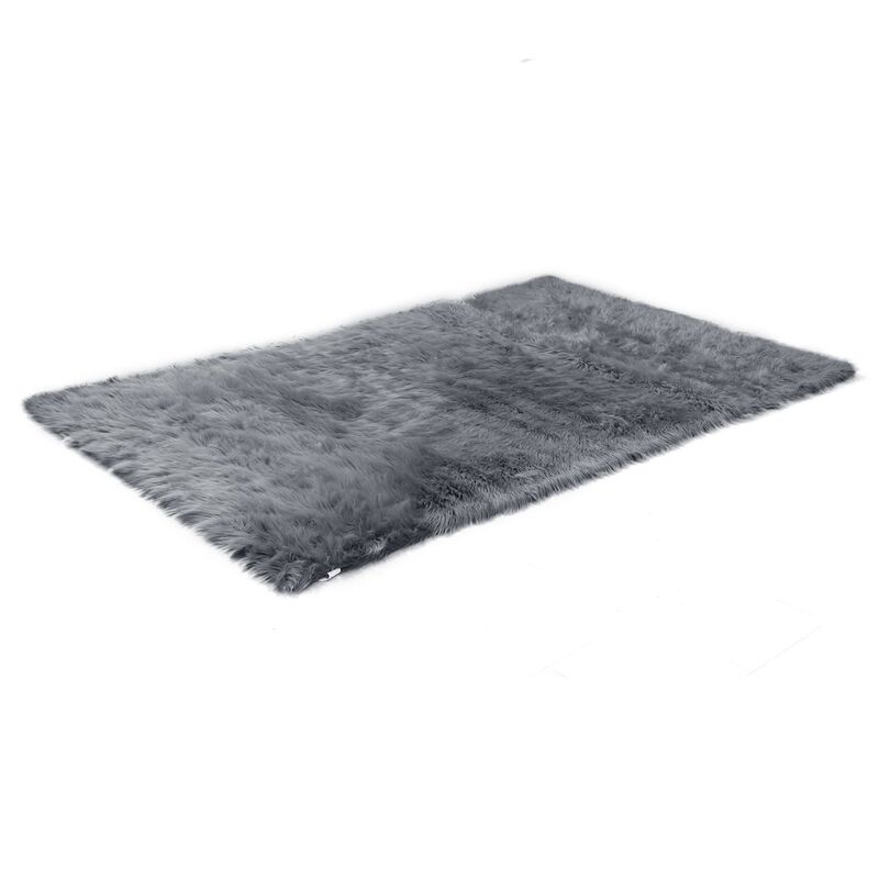 Glamour Home Aileen Faux Sheepskin Fur Area Rug Gray Rectangular 8x5