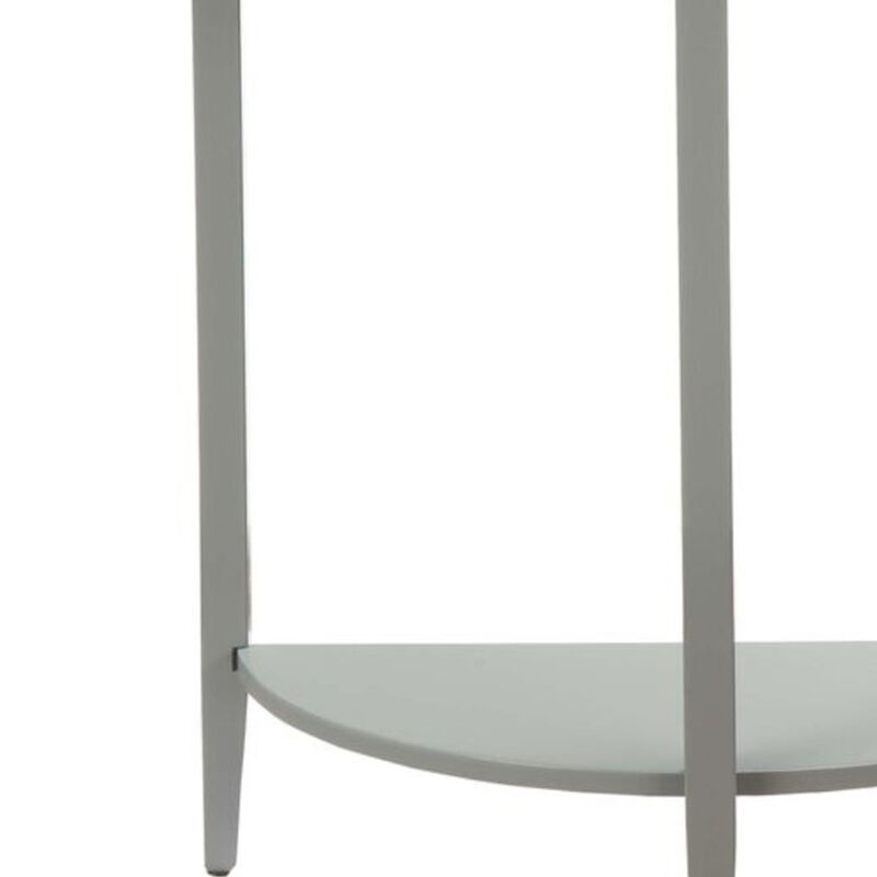 Wooden Half Moon Shaped Console Table with One Open Bottom Shelf, Gray image number 4