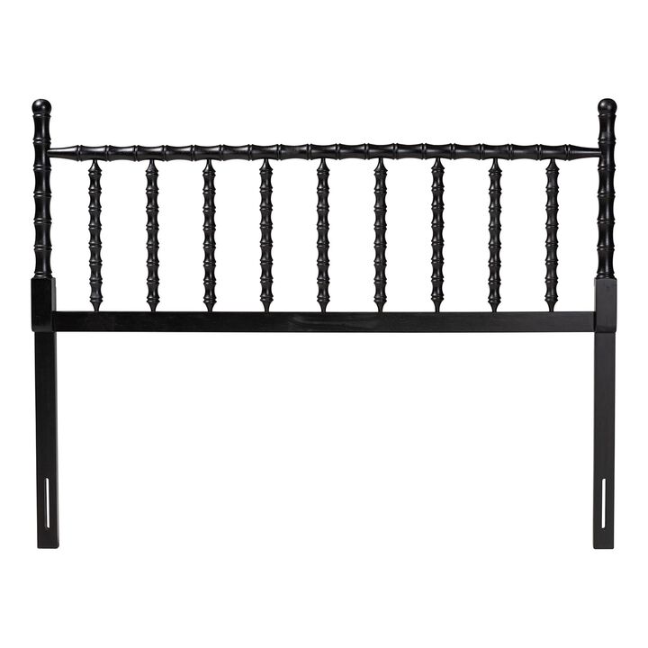 Baxton Studio Edaline Bamboo Motif Headboard - Crafted Wood Panel with Decorative Turned Spindle Design for Boho Costal Bedroom