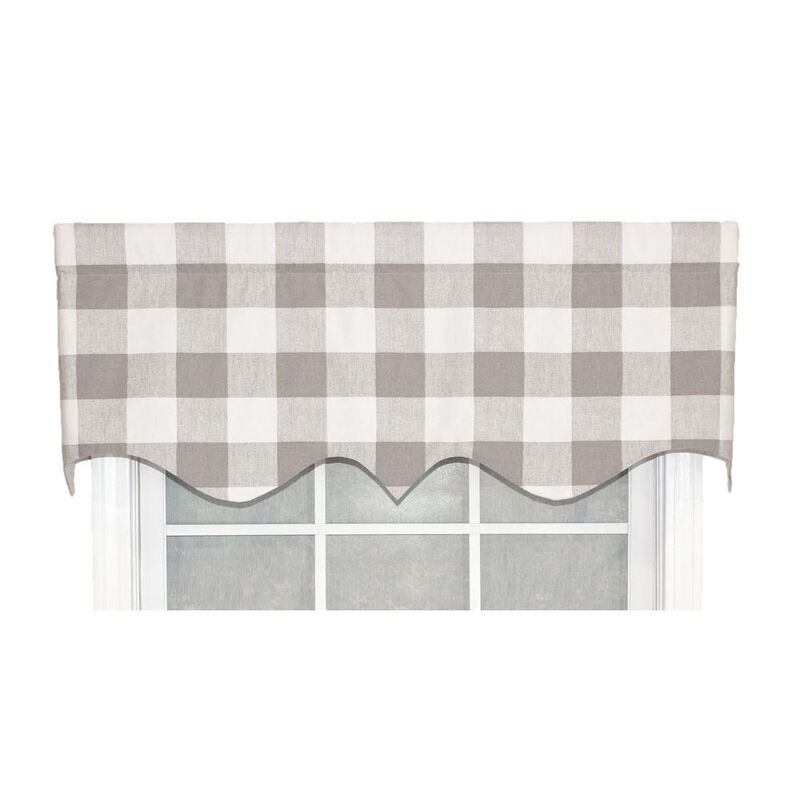Grande Check Regal Style 3" Rod Pocket Valance 50" x 17" Taupe by RLF Home