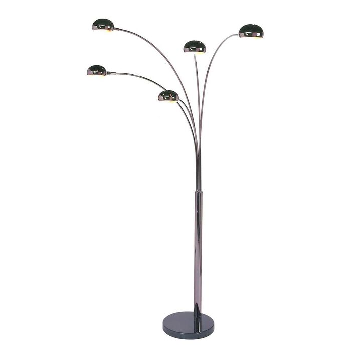 NOVA OF CALIFORNIA Mushroom 5 Light Arc Floor Lamp - Black Nickel, Dimmer switch, Marble base
