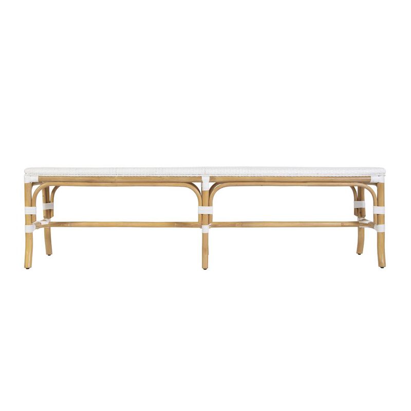 Butler Specialty Laguna 66.5 in. W Rectangular Rattan Backless Accent Bench, White and Navy image number 4