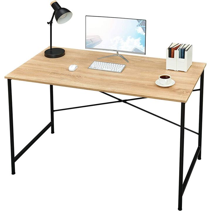 Modern Home Office Computer Desk Table with Metal Frame Wood Top
