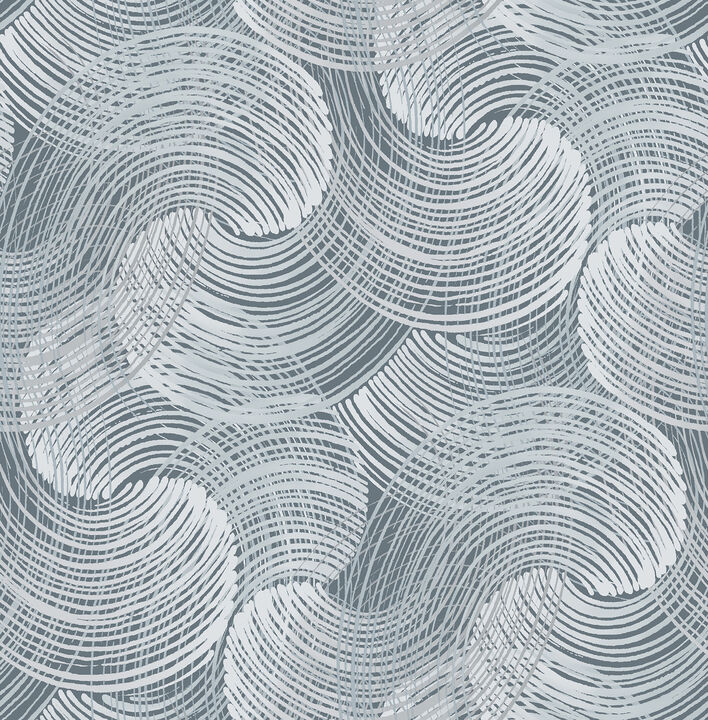 Karson Blue Swirling Geometric Wallpaper