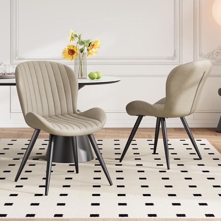Modern Ribbed Upholstered Dining Chair Set of 4