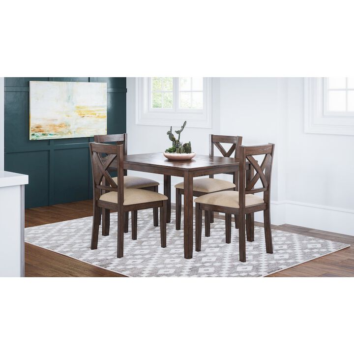 Jofran Walnut Creek 5 Piece Dining Set - Table with 4 Chairs