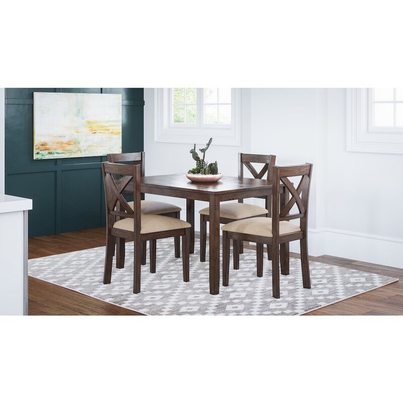 Jofran Walnut Creek 5 Piece Dining Set - Table with 4 Chairs