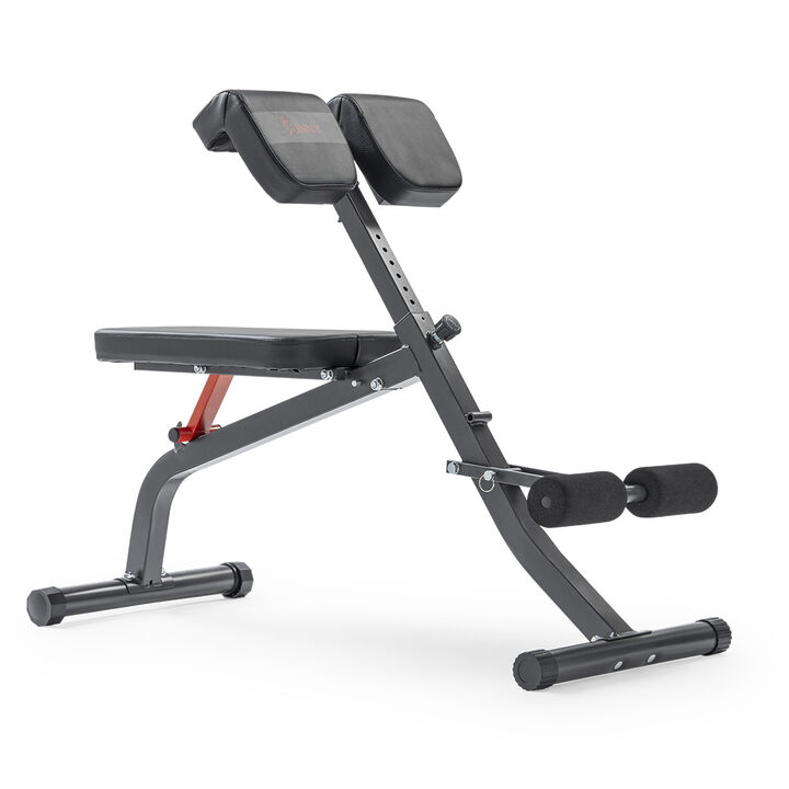 Sunny Health & Fitness Adjustable Roman Chair & Hyperextension Bench for Back, Core & Glute Training