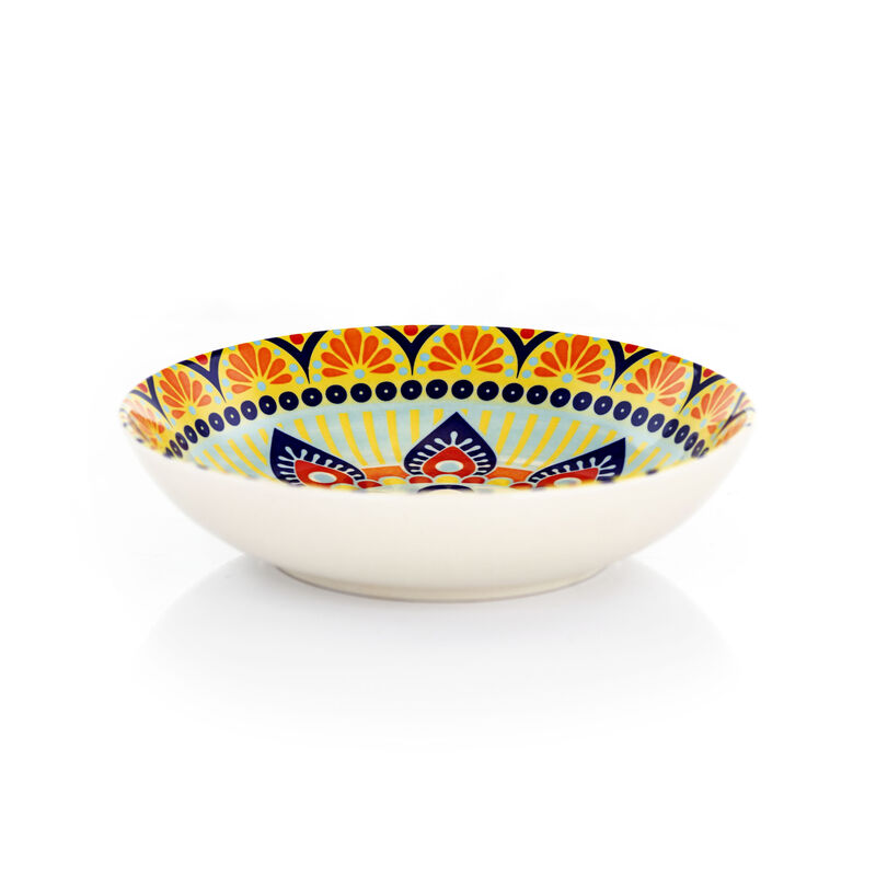 Elama Zen Blue Mozaik 16 Piece Luxurious Stoneware Dinnerware with Complete Setting for 4, 16pc