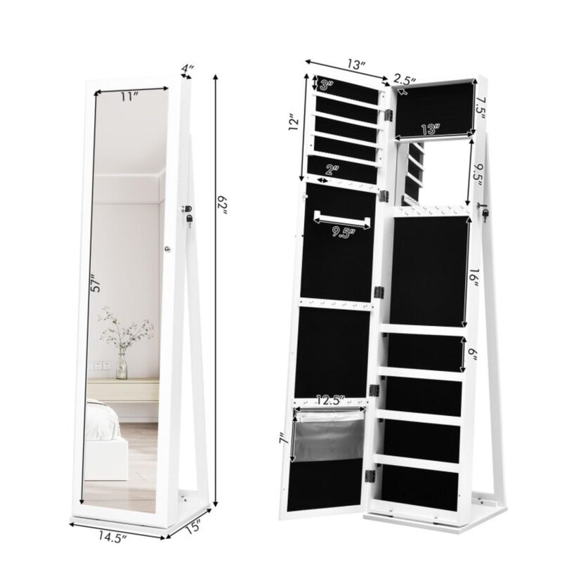 Hivvago Standing Lockable Jewelry Storage Organizer with Full-Length Mirror