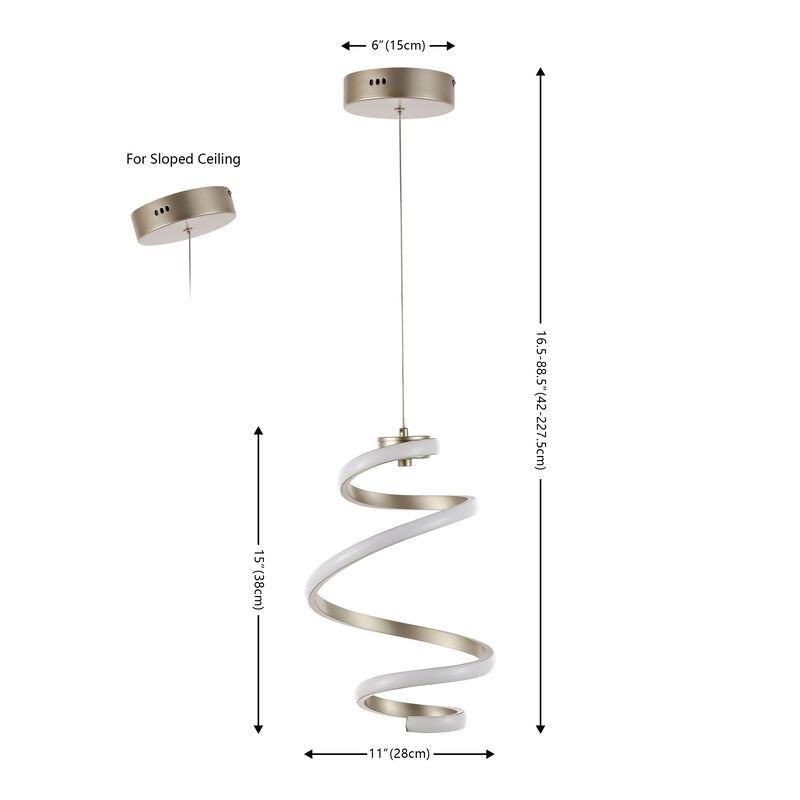Whirl 11" 1-Light Modern Minimalist Aluminum/Iron Abstract Integrated LED Pendant