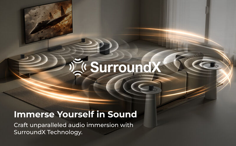ULTIMEA Aura S4T 7.1ch TV Soundbar with 4 Surround Speakers,350W,5.25" Subwoofer,Surround Sound System with Subwoofer, Bluetooth 6.0, HDMI image number 7