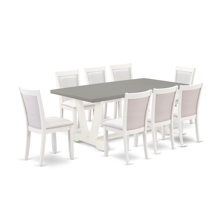 East West Furniture V097MZ001-9 9Pc Dining Set - Rectangular Table and 8 Parson Chairs - Multi-Color Color