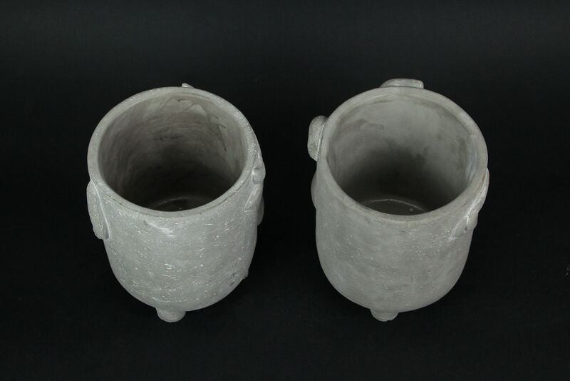 Set of 2 Natural Gray Barnyard Animal Design Concrete Planters Cow and Pig image number 3