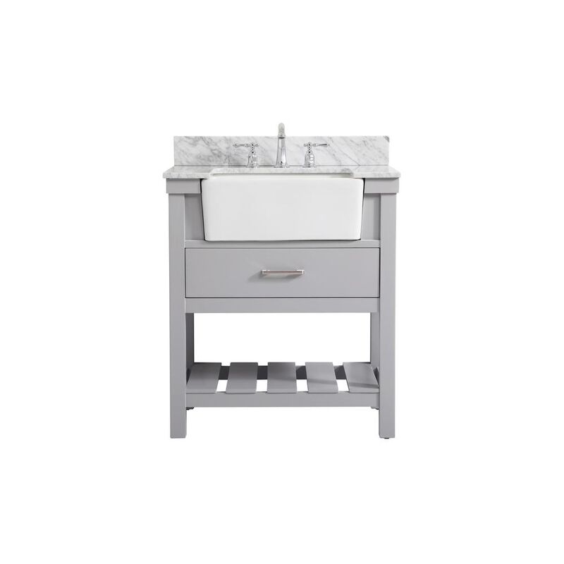 Elegant Kitchen and Bath 30 inch Single bathroom vanity in grey with backsplash