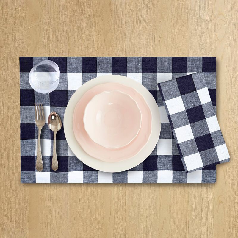 Linen Dinner Napkins - Buffalo Check image number 1