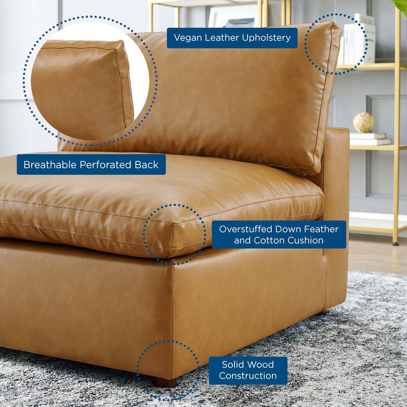 Commix Down Filled Overstuffed Vegan Leather Armless Chair image number 6